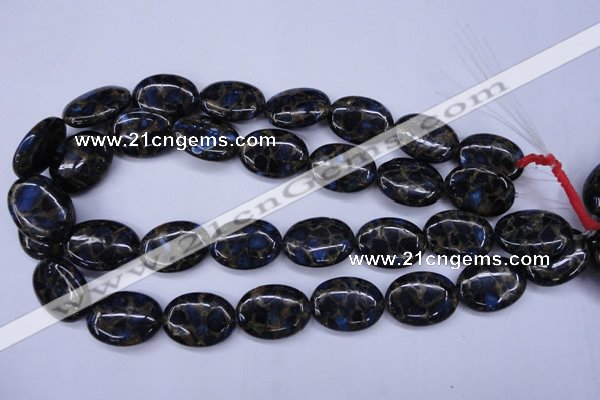 CGO207 15.5 inches 12*16mm oval gold blue color stone beads