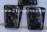 CGO215 Top-drilled 22*28mm trapezoid gold blue color stone beads