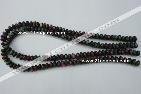 CGO22 15.5 inches 8*12mm rondelle gold multi-color stone beads