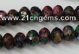 CGO25 15.5 inches 8*12mm faceted rondelle gold multi-color stone beads