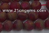 CGO252 15.5 inches 8mm round matte gold multi-color stone beads