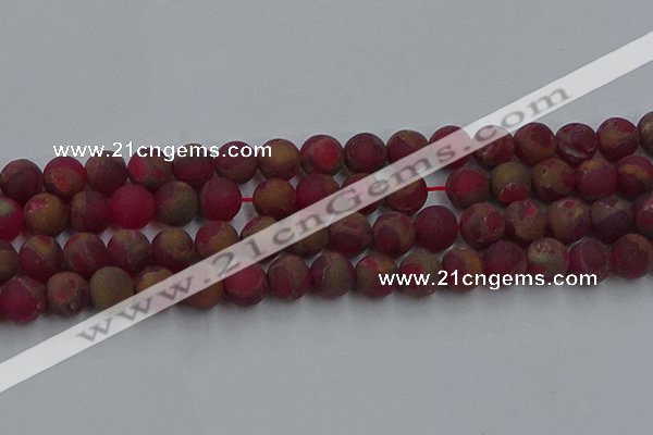 CGO254 15.5 inches 12mm round matte gold multi-color stone beads