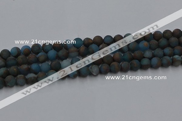 CGO258 15.5 inches 10mm round matte gold multi-color stone beads