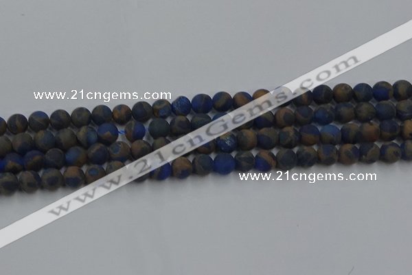 CGO261 15.5 inches 6mm round matte gold multi-color stone beads