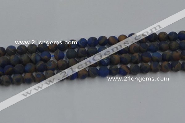 CGO262 15.5 inches 8mm round matte gold multi-color stone beads