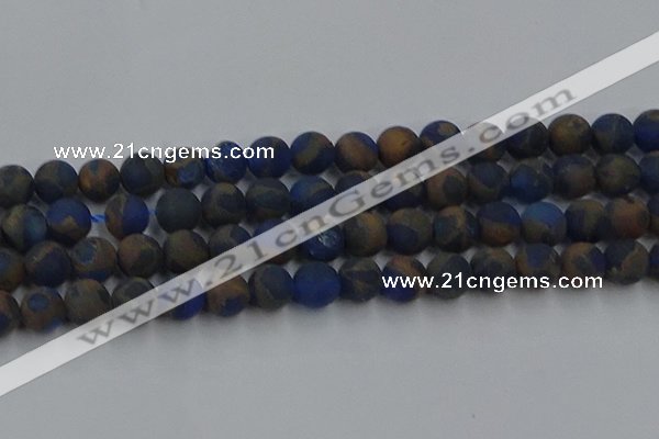 CGO264 15.5 inches 12mm round matte gold multi-color stone beads