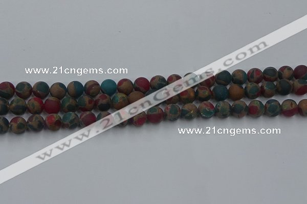 CGO266 15.5 inches 6mm round matte gold multi-color stone beads