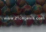 CGO267 15.5 inches 8mm round matte gold multi-color stone beads