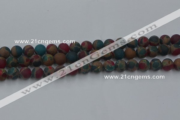 CGO268 15.5 inches 10mm round matte gold multi-color stone beads