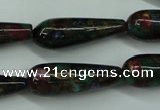 CGO28 15.5 inches 8*20mm teardrop gold multi-color stone beads