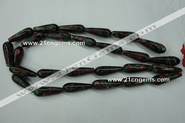 CGO29 15.5 inches 10*30mm teardrop gold multi-color stone beads