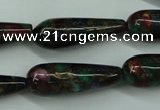 CGO30 15.5 inches 12*40mm teardrop gold multi-color stone beads