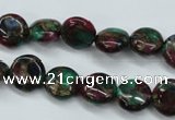 CGO32 15.5 inches 12mm flat round gold multi-color stone beads