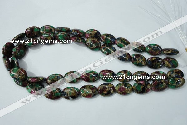 CGO38 15.5 inches 10*14mm oval gold multi-color stone beads