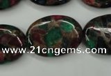 CGO42 15.5 inches 18*25mm oval gold multi-color stone beads