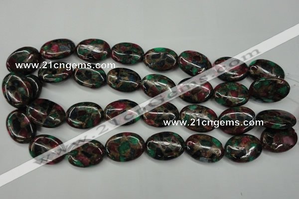 CGO42 15.5 inches 18*25mm oval gold multi-color stone beads