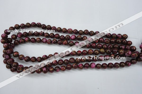 CGO53 15.5 inches 8mm round gold red color stone beads