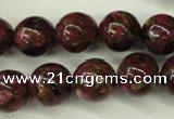 CGO56 15.5 inches 14mm round gold red color stone beads