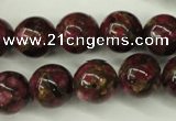 CGO58 15.5 inches 18mm round gold red color stone beads