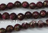 CGO62 15.5 inches 6mm faceted round gold red color stone beads