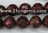 CGO67 15.5 inches 16mm faceted round gold red color stone beads