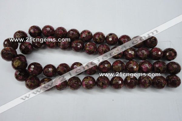 CGO68 15.5 inches 18mm faceted round gold red color stone beads