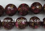 CGO69 15.5 inches 20mm faceted round gold red color stone beads