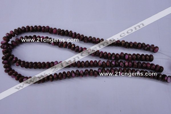 CGO71 15.5 inches 5*8mm rondelle gold red color stone beads