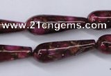 CGO78 15.5 inches 8*20mm teardrop gold red color stone beads