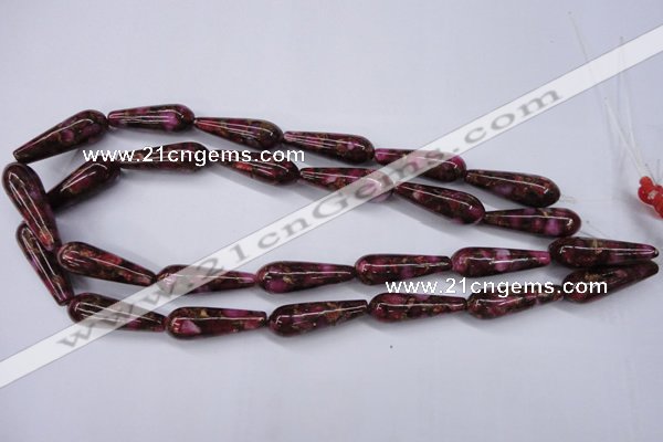 CGO78 15.5 inches 8*20mm teardrop gold red color stone beads