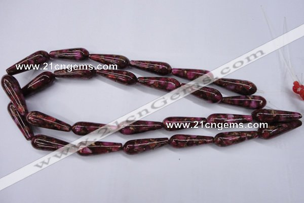 CGO79 15.5 inches 10*30mm teardrop gold red color stone beads