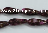 CGO82 15.5 inches 8*20mm faceted teardrop gold red color stone beads