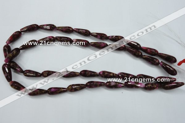 CGO82 15.5 inches 8*20mm faceted teardrop gold red color stone beads