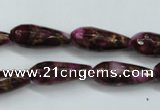 CGO83 15.5 inches 10*30mm faceted teardrop gold red color stone beads