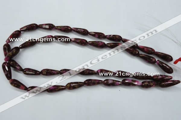 CGO84 15.5 inches 12*40mm faceted teardrop gold red color stone beads