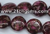 CGO86 15.5 inches 12mm flat round gold red color stone beads