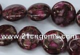 CGO87 15.5 inches 14mm flat round gold red color stone beads