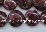 CGO88 15.5 inches 16mm flat round gold red color stone beads