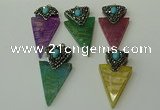 CGP108 30*55mm arrowhead agate gemstone pendants wholesale