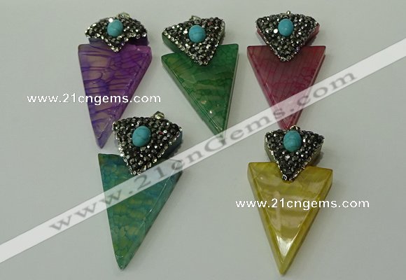 CGP108 30*55mm arrowhead agate gemstone pendants wholesale