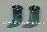 CGP124 25*58mm horn agate gemstone pendants wholesale