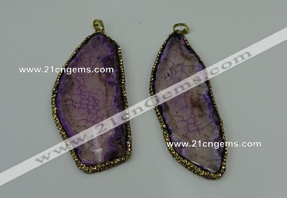 CGP142 30*55mm - 40*65mm freeform agate pendants wholesale
