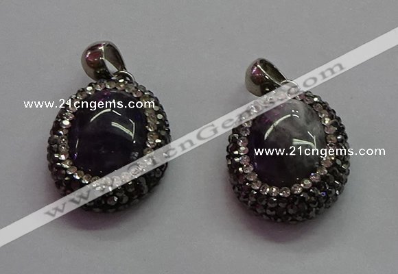 CGP1510 18*25mm oval amethyst gemstone pendants wholesale