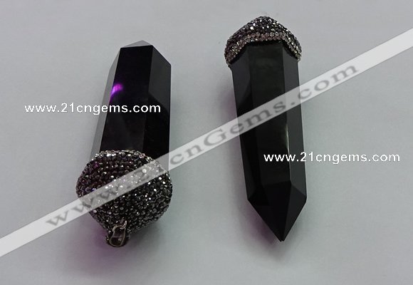 CGP1522 25*80mm - 28*90mm sticks black obsidian pendants