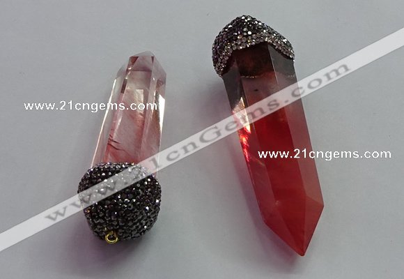 CGP1524 20*65mm - 25*80mm sticks cherry quartz gemstone pendants