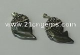 CGP153 18*35mm fish hematite gemstone pendants wholesale