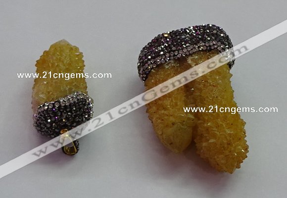 CGP1532 20*40mm - 30*50mm nuggets druzy quartz pendants