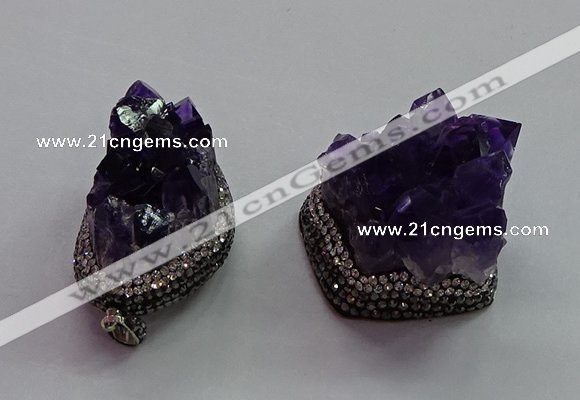 CGP1536 30*35mm - 28*40mm faceted nuggets druzy amethyst pendants