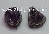 CGP1538 30*40mm - 35*45mm freeform druzy amethyst pendants