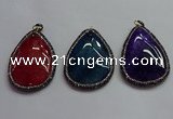 CGP1547 40*60mm flat teardrop agate pendants wholesale